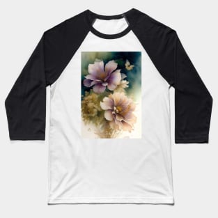 Delicate Floral Watercolour Baseball T-Shirt